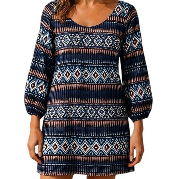 Long sleeve Tribal Print Dress - Picture 1 of 8